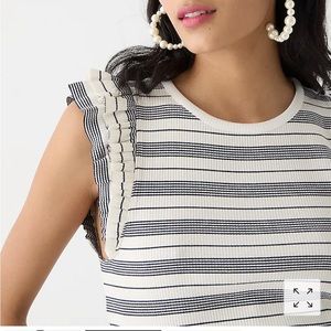 NWT J. Crew Vintage rib ruffle-sleeve shirt in stripe